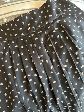 LOFT Black Skater Skirt with White Abstract Print